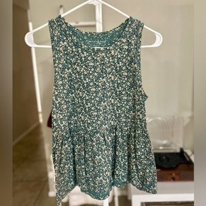 American Eagle Floral Peplum Tank